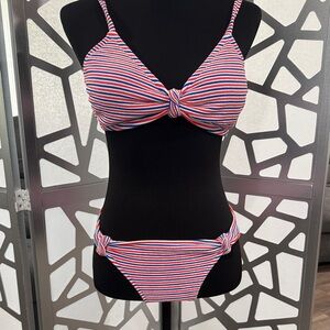 Xhilaration Striped Knot-Front Bodysuit